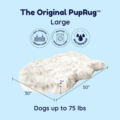 Feerway™ Orthopedic Dog Bed | Large/XL Memory Foam Bed with Fluffy Faux Fur Cover, Waterproof Lining & Washable Design (White with Brown Accents)