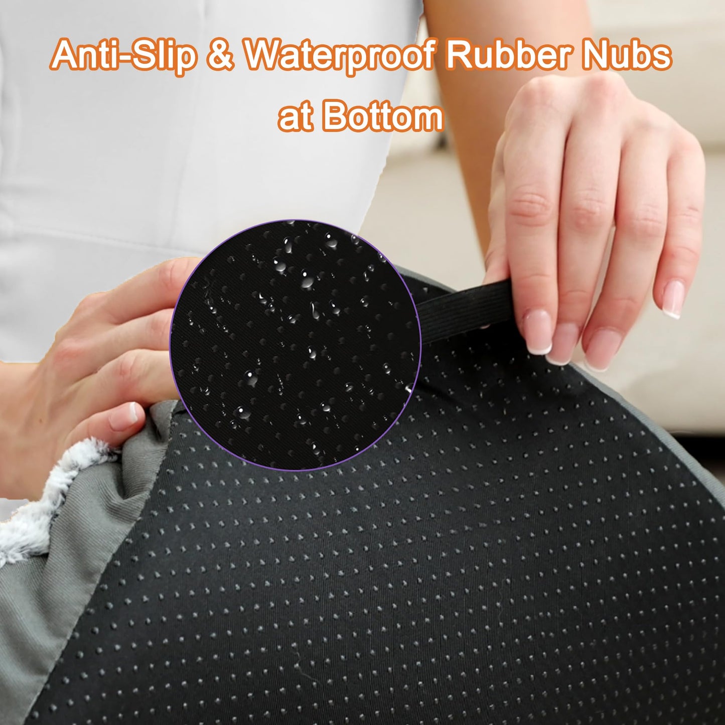 Feerway™ Deluxe Dog Bed | Washable Fluffy Crate Mat & Kennel Pad with Anti-Slip Base – Large (35" × 23", Grey)