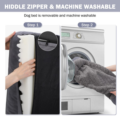 Feerway™ XL Dog Sofa Bed | Large Orthopedic Egg-Crate Foam Pet Couch with Waterproof Lining & Non-Slip Base – Washable Cover