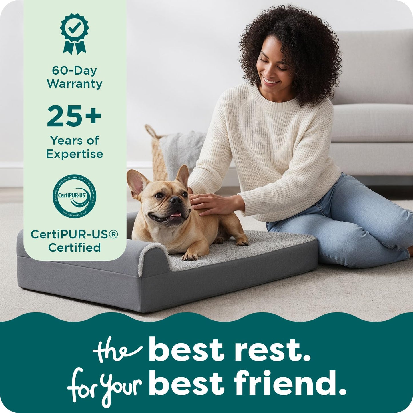 Feerway™ L-Shape Dog Sofa Bed | Medium Orthopedic Egg-Crate & Memory Foam Chaise with Removable Washable Faux-Fur & Suede Cover (Stone Grey)
