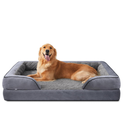 Feerway™ XL Dog Sofa Bed | Large Orthopedic Egg-Crate Foam Pet Couch with Waterproof Lining & Non-Slip Base – Washable Cover