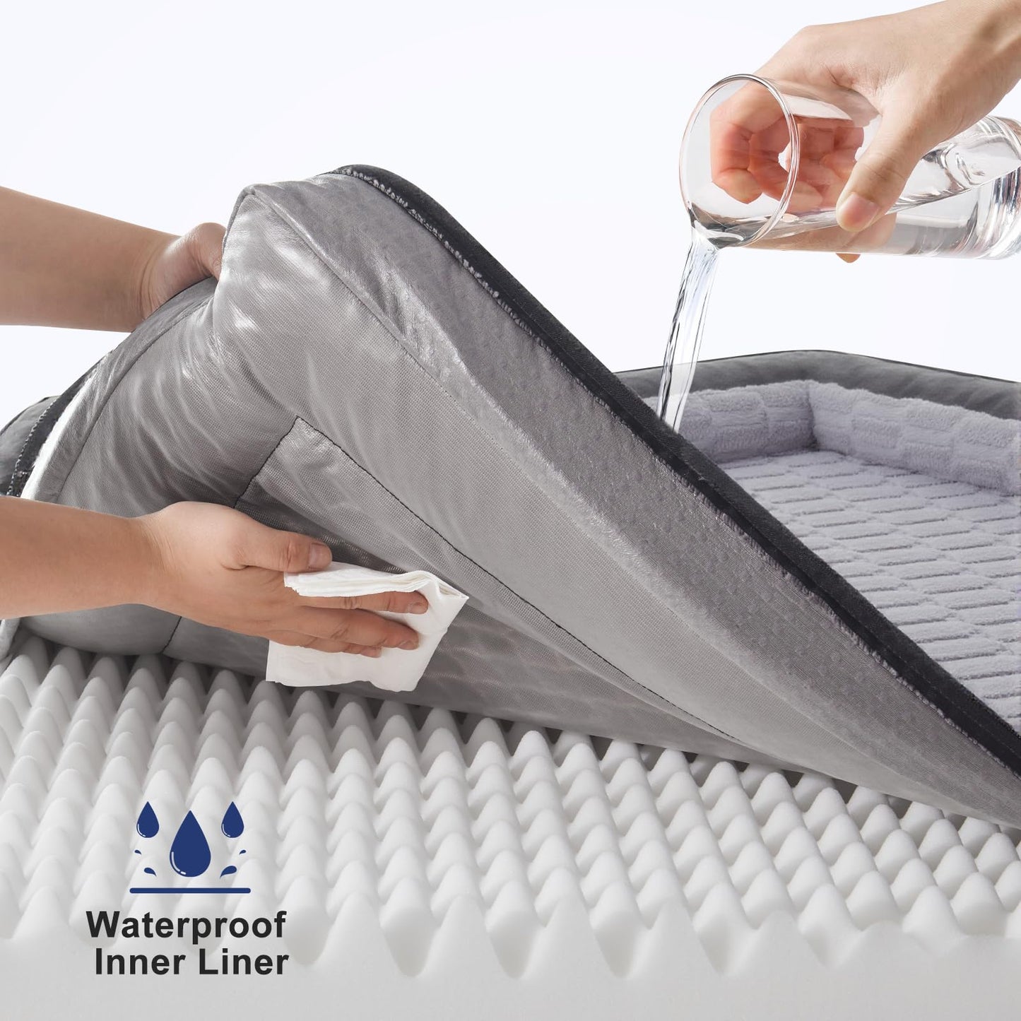 Feerway™ XL Dog Sofa Bed | Orthopedic Egg-Crate Foam Couch Bed with Removable Washable Cover, Waterproof Lining & Nonslip Base