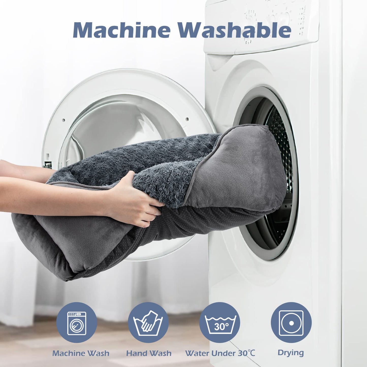 Feerway™ Orthopedic Dog Bed | Washable Calming Rectangle Pet Cuddler with Anti-Slip Base – Small (20" × 19" × 6")