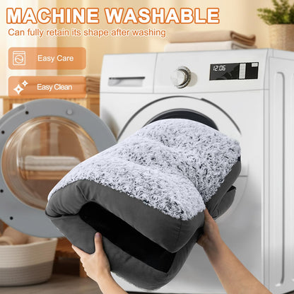 Feerway™ Deluxe Dog Bed | Washable Fluffy Crate Mat & Kennel Pad with Anti-Slip Base – Large (35" × 23", Grey)