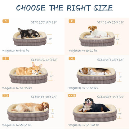 Feerway™ Oval Dog Sofa Bed | Orthopedic Egg-Crate Foam Kennel with 4-Sided Bolster, Removable Washable Cover & Nonslip Base (Medium Breeds)