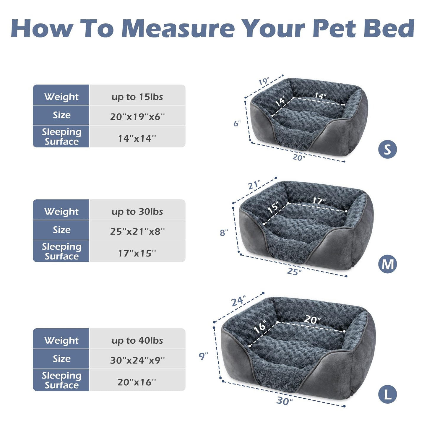 Feerway™ Orthopedic Dog Bed | Washable Calming Rectangle Pet Cuddler with Anti-Slip Base – Small (20" × 19" × 6")