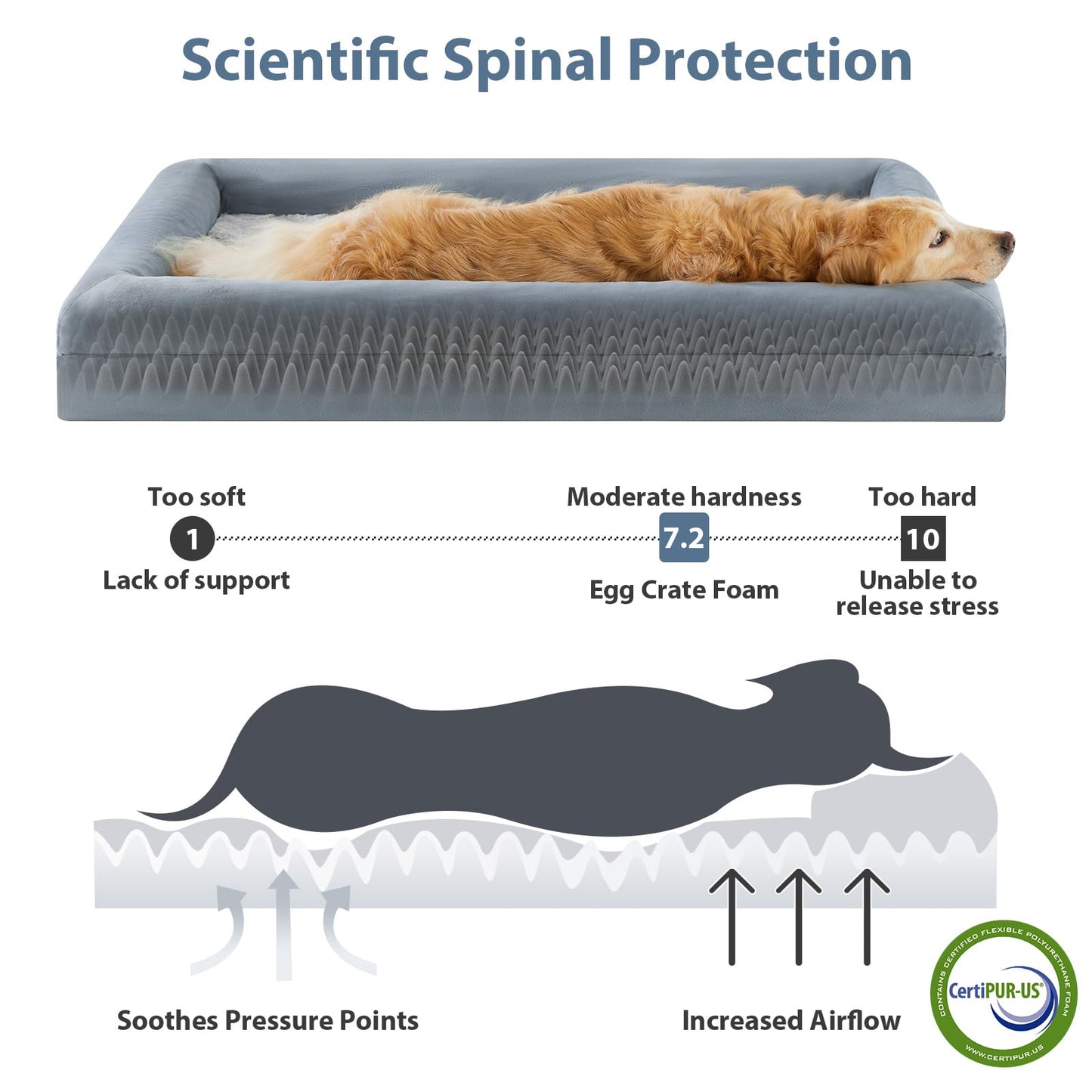 Feerway™  XL Dog Sofa Bed | Extra-Large Orthopedic Pet Couch with Bolster Sides & Removable Waterproof Washable Cover