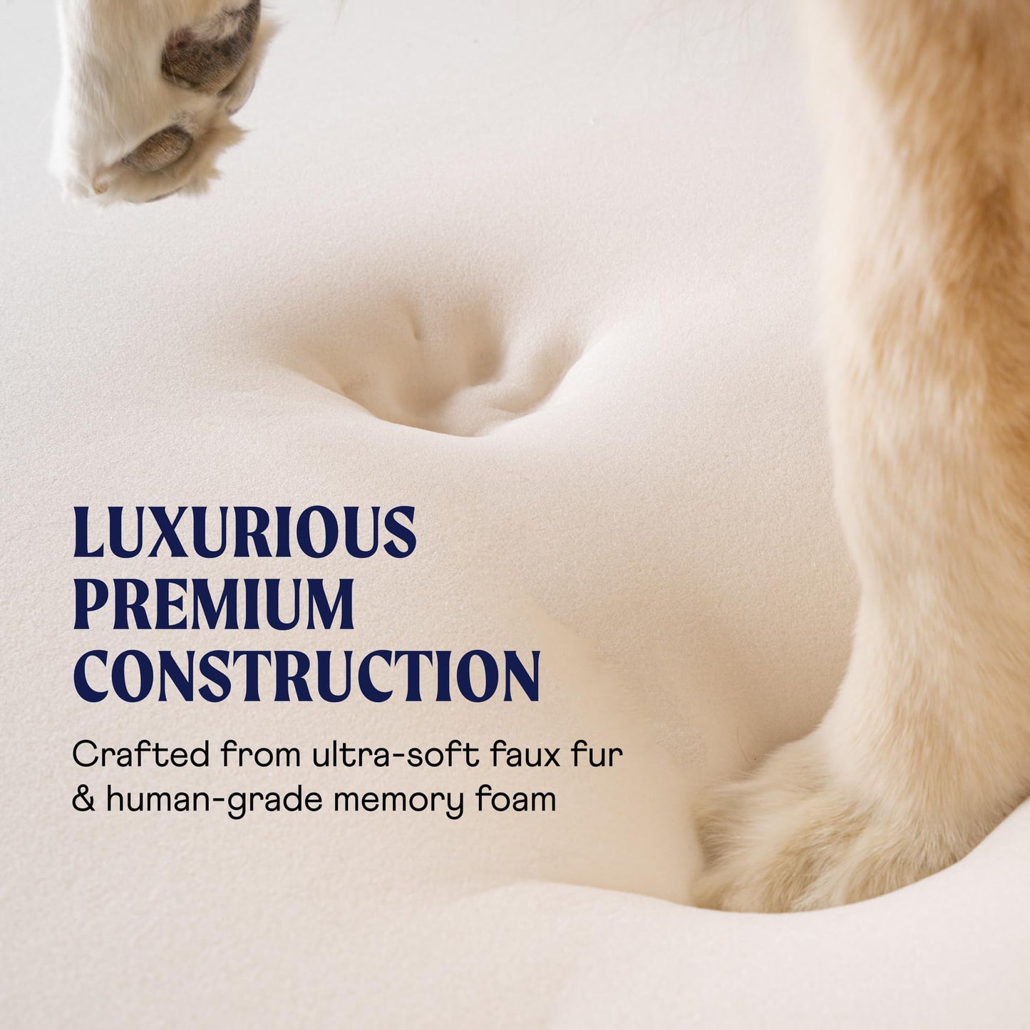 Feerway™ Orthopedic Dog Bed | Large/XL Memory Foam Bed with Fluffy Faux Fur Cover, Waterproof Lining & Washable Design (White with Brown Accents)