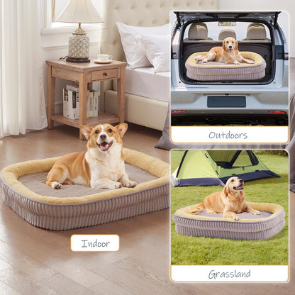Feerway™ Oval Dog Sofa Bed | Orthopedic Egg-Crate Foam Kennel with 4-Sided Bolster, Removable Washable Cover & Nonslip Base (Medium Breeds)