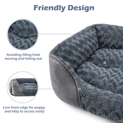 Feerway™ Orthopedic Dog Bed | Washable Calming Rectangle Pet Cuddler with Anti-Slip Base – Small (20" × 19" × 6")