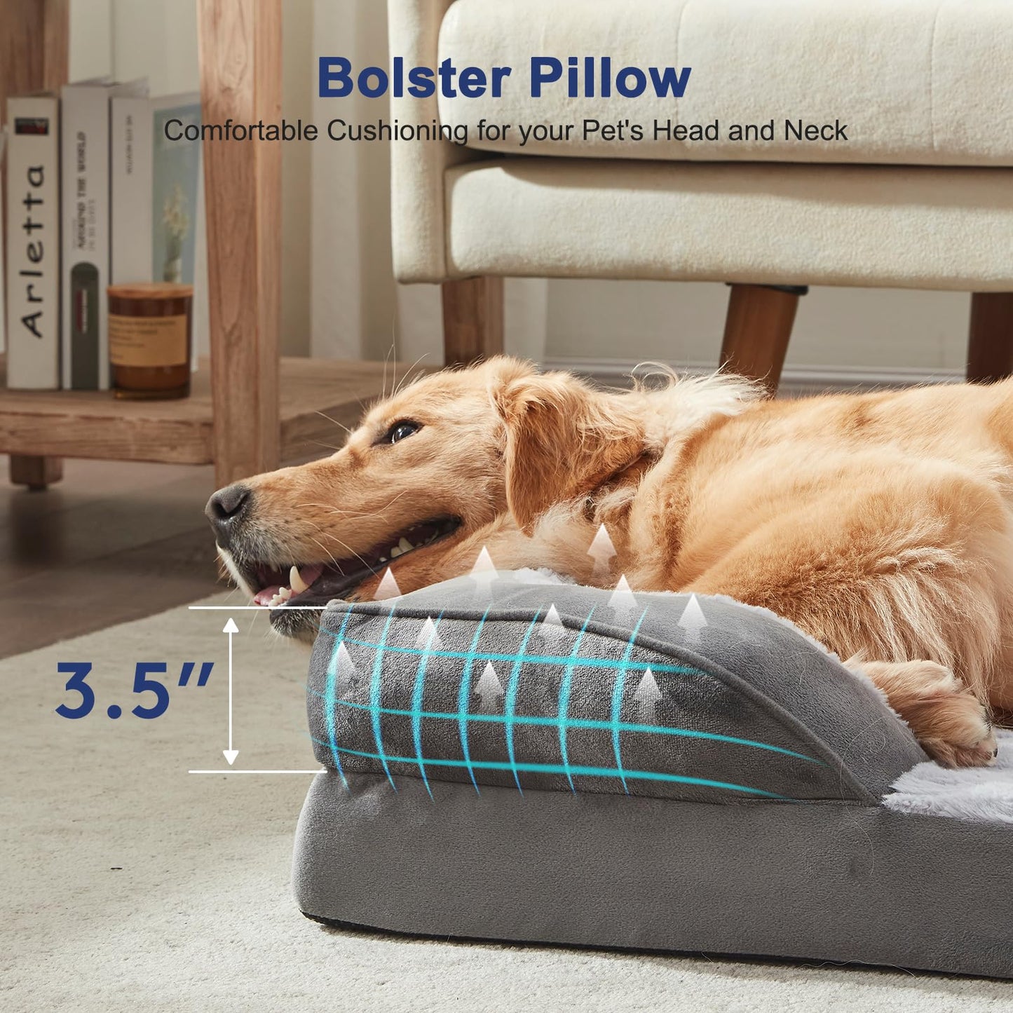 Feerway™ XL Dog Sofa Bed | Orthopedic Egg-Crate Foam Couch Bed with Removable Washable Cover, Waterproof Lining & Nonslip Base