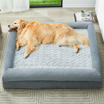 Feerway™  XL Dog Sofa Bed | Extra-Large Orthopedic Pet Couch with Bolster Sides & Removable Waterproof Washable Cover