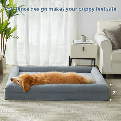 Feerway™  XL Dog Sofa Bed | Extra-Large Orthopedic Pet Couch with Bolster Sides & Removable Waterproof Washable Cover